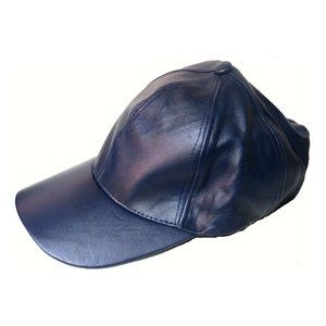 Genuine Lambskin Leather Baseball Cap Blue #1003